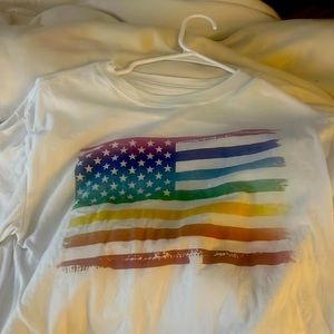 White t-shirt from kohls with american flag on it. 100% cotton